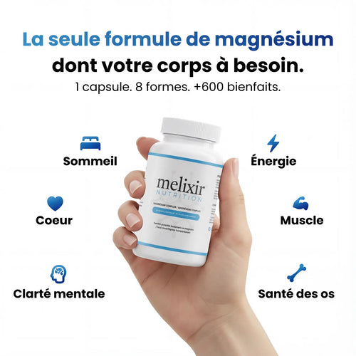 Magnesium Complex Melixir — face arrière avec composition détaillée et conseils d'utilisation